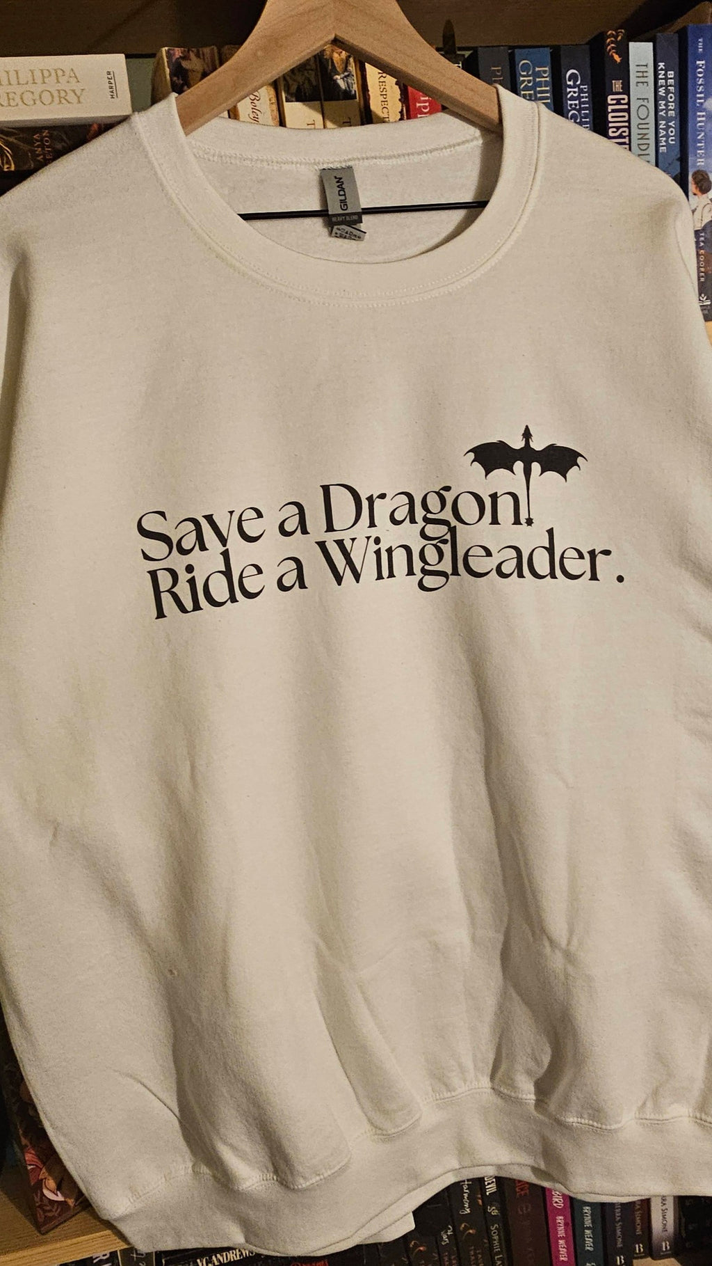 Fourth Wing Inspried: Save a Dragon, Ride a Wingleader Sweater in White - XL